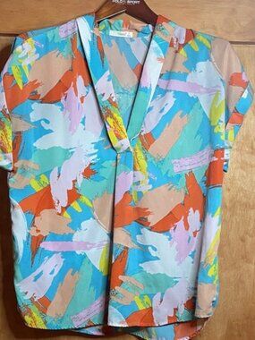 SHEIN Colorful Abstract Print Blouse